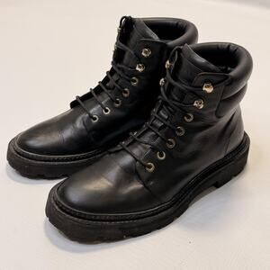 Bally Ganya Boots Womens Size 8.5 Black Leather Combat Vibram Arctic Grip